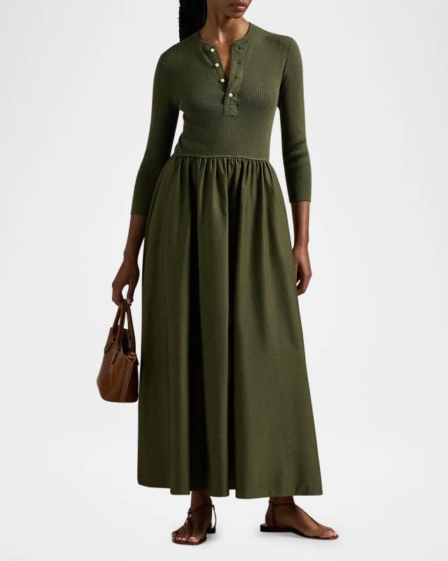 Henley-Bodice Maxi Dress